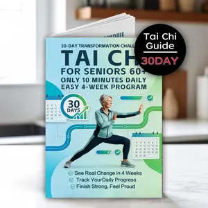 Tai Chi Challenge Book for Seniors, 30-Day Daily 10-Minute Training Plan, Original English Version, Home Fitness Guide, Daily Guided Journal, Planner