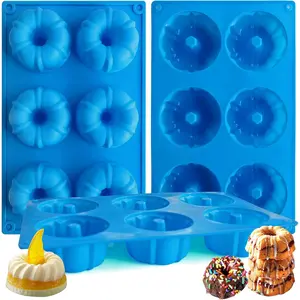Mini Flan Fluted Tube Cake Pan Mold, 6 Cavity Heritage Fluted Tube Cake Silicone Mold for Family Baking,Non Stick Fancy Design Molds for Fluted Tube Cake, Mousse Cups, Jelly