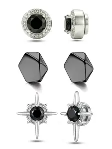 Luxury Magnetic Stud Earrings Set, Gemstone Starburst Design, Punk Style, Couple Matching Jewelry Gift Box, All Seasons