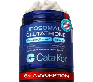Cata-Kor Liposomal Glutathione 1000mg – Ultra High Absorption with Resveratrol, Vitamin C, Selenium & Vitamin B2 – Antioxidant Support for Immune Support & Healthy Aging – (60 Count (Pack of 1))