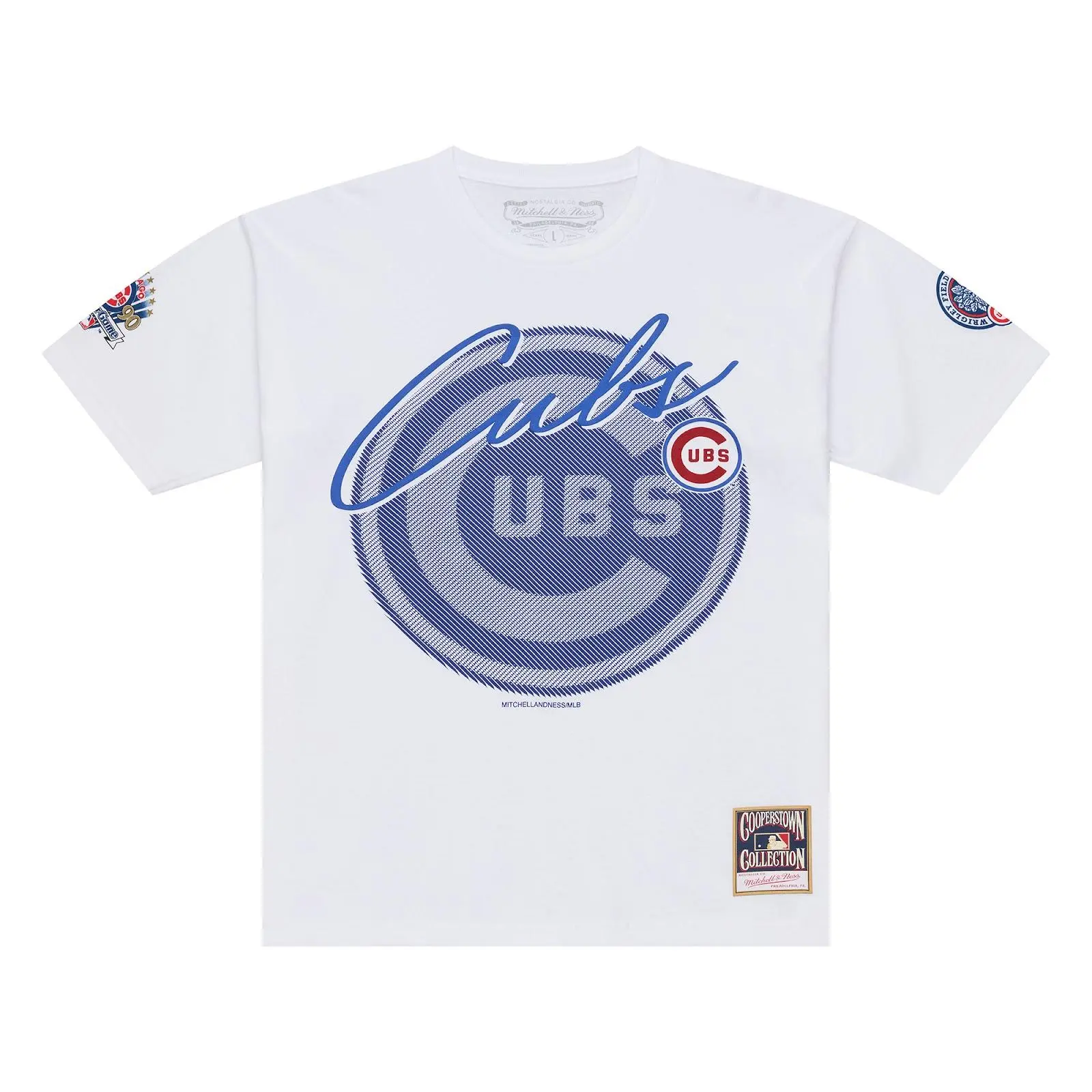 Chicago Cubs White Scripted Classic T-Shirt MLB Throwback Tee Graphic Vintage Fan Gear Mitchell & Ness