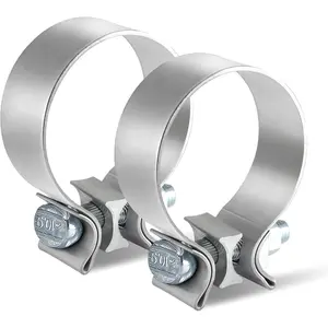 2.5 inch Exhaust Clamp 2 PCS Narrow Band Muffler Clamps for Exhaust Pipe 304 Stainless Steel