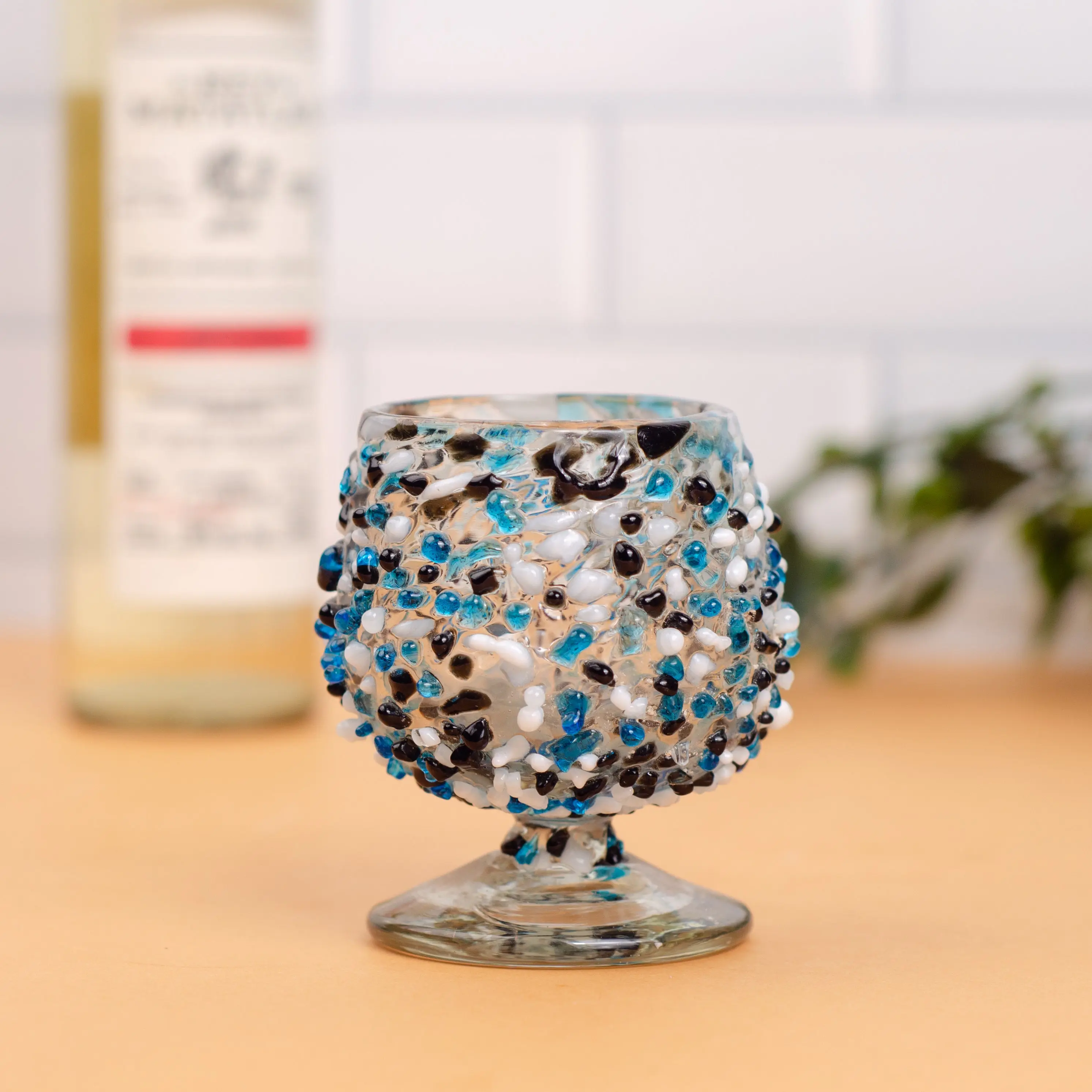 Traditional Artisanal 3 fl oz Tonalá Hand-Blown Tequilero Cup - Cognac-Style Sipping Mezcal & Tequila Tasting Glass, Kitchen Drinkware