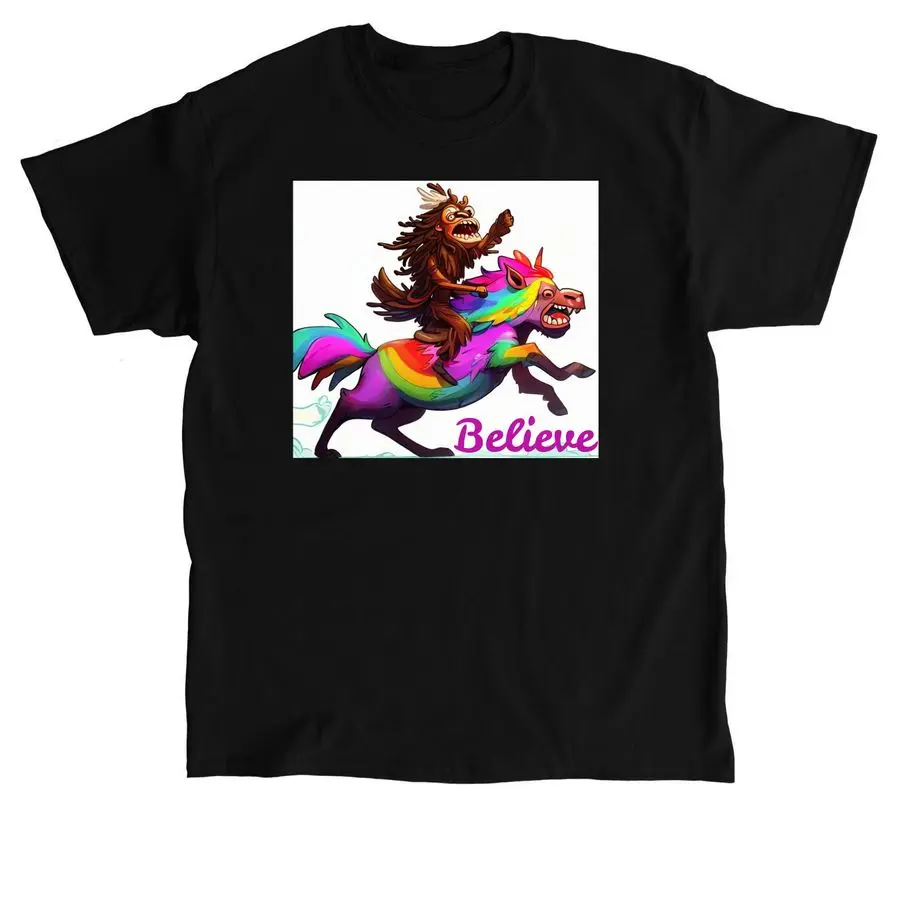 Samsquantch Riding rainbow unicorn to glory, BELIEVE!!