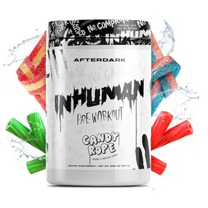 INHUMAN AFTERDARK Pre-Workout Powder, Candy Rope flavor - 21 serving, Vegan, Gluten Free, 400mg Caffeine - Supplement