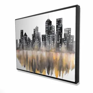 Begin Home Decor 2081-3648-CI342 36 x 48 in. Yellow Watercolor Cityscape - Framed Canvas for Living Room