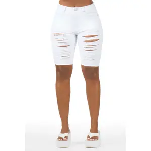Nataasha White Distressed Denim Short