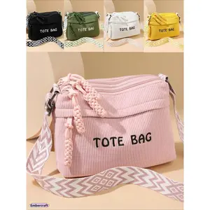 Women's Everyday Aesthetic Purses, Casual Letter Print Crossbody Bag, Trendy Adjustable Wide-Strap Messenger Bag, Hands-Free Slouchy Tote for Shopping & Travel, Purses Crossbody Bag