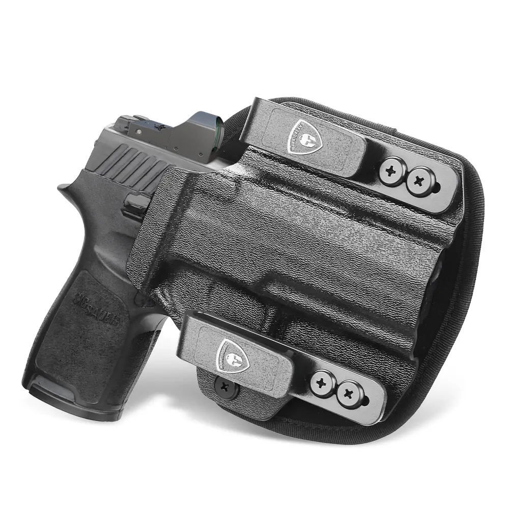 WARRIORLAND Hybrid Kydex Holster for Sig Sauer P320 Fullsize M17 - Red Dot Optic Cut, Open Muzzle Cut, Secure Clip, Airflow Increasing, 1.5” & 1.75” Belt Width, Right-Hand Concealed Carry Holster for Adults, 1.5” And 1.75” Belt Width, Breathability, Durab