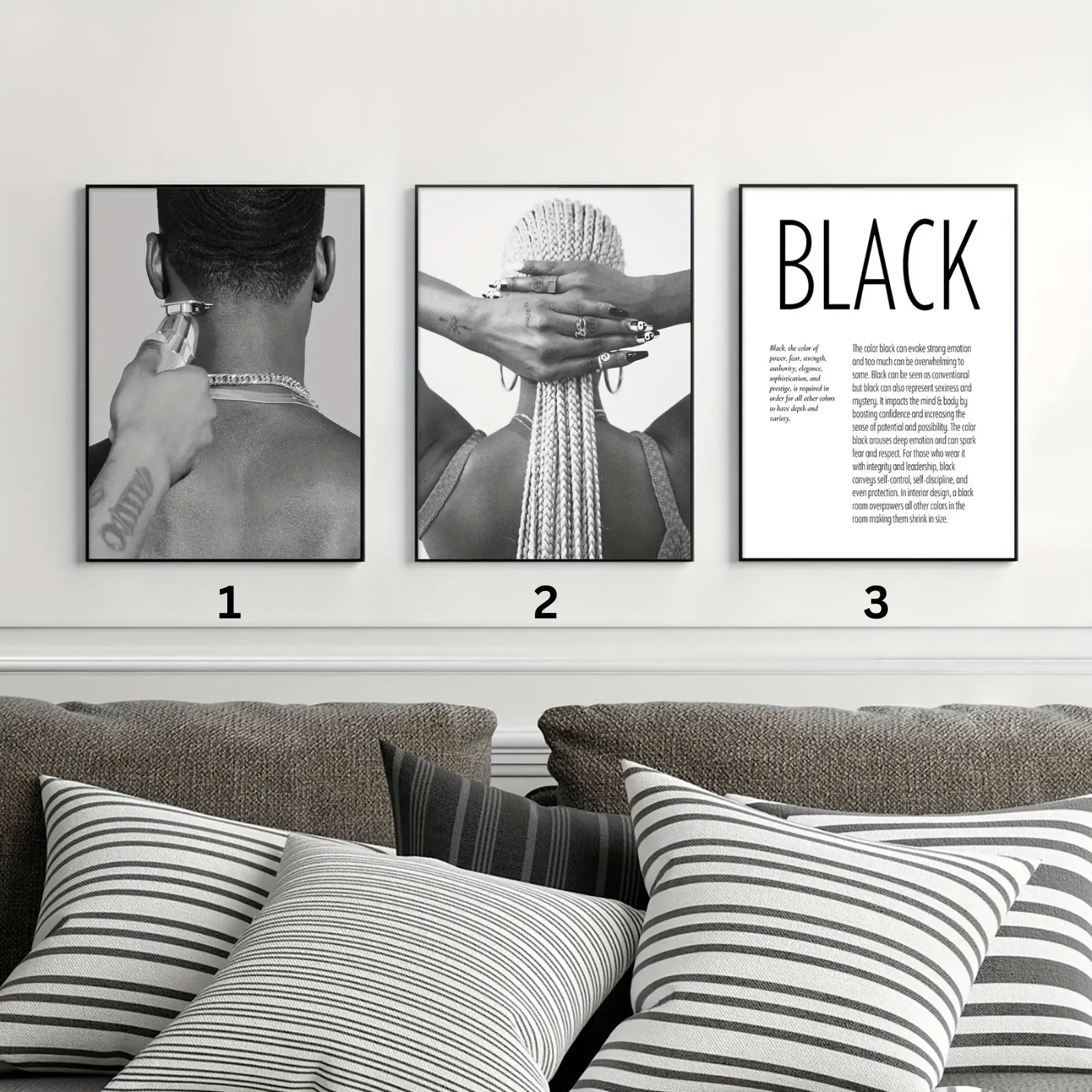 Black Man and Woman Graphic Photo Paper Posters Set - Premium Hand-Printed Single-Sheet Artistic Decor, Multi-Size (8x12 to 27x40, 24x36 Included), Long-Lasting Tape-Installable Living Room Home Decor Supply