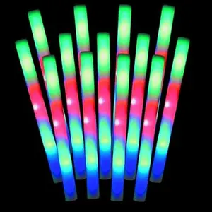 100 Non-Personalized LED Foam Sticks Multi Color Flashing Glow Wands, Batons, 3 Flashing Modes - Party, DJ, Concerts, Festivals, Birthdays, Weddings, Events, Promotions Colorful Decoration, Dance Floor