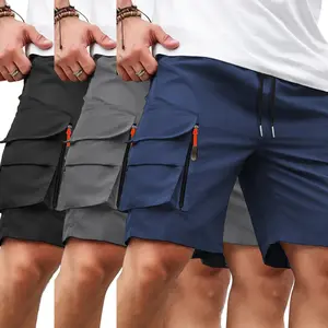 Men's 3-Pack Cargo Shorts, Lightweight Quick Dry Casual Workout Shorts with Multi-Zipper Pockets Everyday Wear