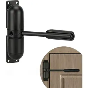 Adjustable Automatic Spring Door Closers Fire Rated Self Closing Hinge Door Stopper Convert Hinged Doors to Self Closing - Black
