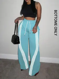 Women's Vintage Side Striped Sport Pants Y2K Casual Loose Fit Wide Leg, All Seasons Comfortable Daily Wear Long Pants Bottoms Womenswear Casual Flare Leg