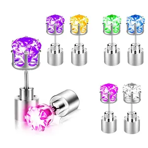 LED Earrings Light Up Stud Earrings Glowing Diamond Crown for Wedding Rave Dance Party Night Out Halloween Christmas Decoration Present