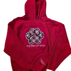 . Embroidered heart  Paw Hoodie Colors Red and Black hoodies