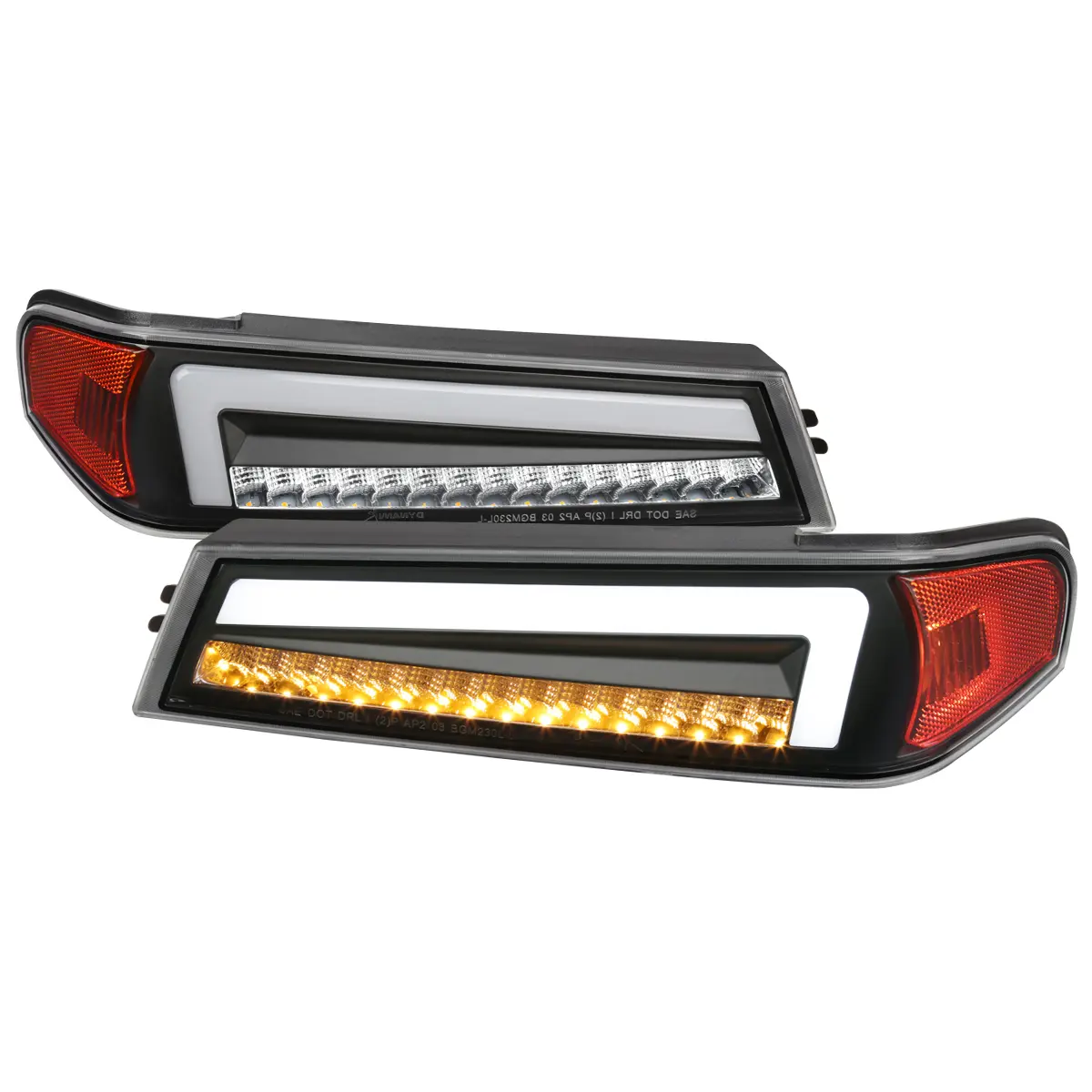 Spec D Tuning 2LC-COL04JMLED-RS Matte Black & Clear Canyon Parking Lights with LED Sequential Switchback Turn Signal for 2004-2012 Chevy Colorado