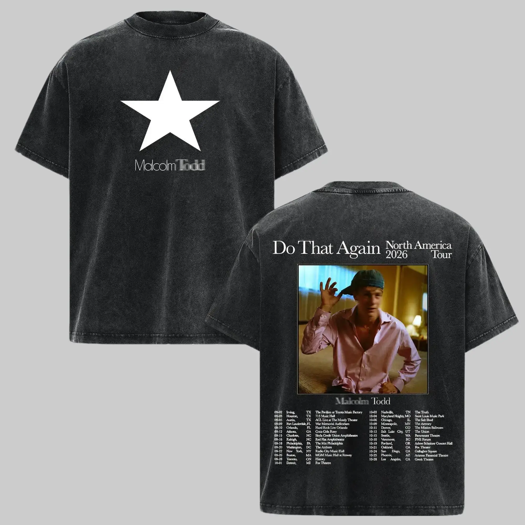 Malcolm Todd Do That Again North America Tour 2026 Vintage Washed T Shirt, Double Sided Indie Pop Concert Tee, Retro Album Aesthetic Graphic Shirt, Oversized Heavyweight Unisex Music Fan Merch Gift Tee