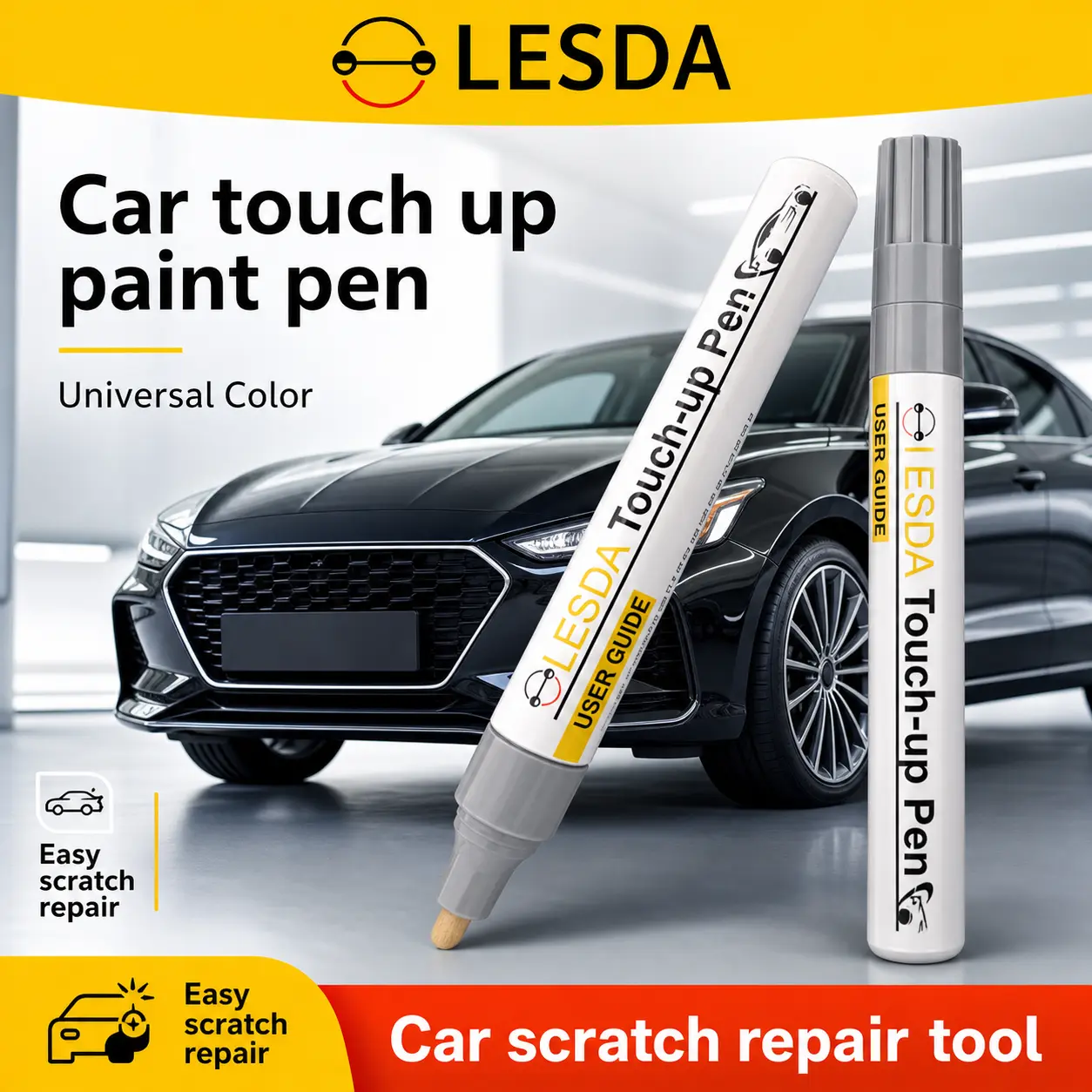 2 pcs Automotive touch up paint pen, repair small scratches and paint peeling on cars, convenient and quick fix universal color