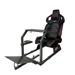GTR Simulator GTA Model Racing Simulator Cockpit Gaming Chair with Black Red Pista Seat