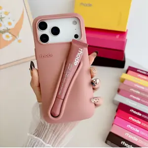 [All Color] #Toast Fashion Lip Gross Holder Case, Silicon Phone Case for iPhone 17 16 15 14 13 12 11 Pro Max Plus & 12 13 Mini Model Silicone Back Cover