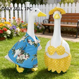 Hawaiian Porch Goose Costume, Summer Lawn Goose, Yard Goose Dress, 23 Inch Statue Garden Decoration, Cute Bikini Goose Outdoor Decor
