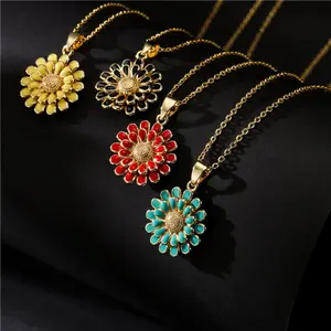 Fashion Pendant Necklace Bracelet Making Accessories Handmade Enamel Colorful Flower