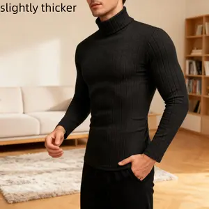 Men Turtleneck Shirts Lightweight Long Sleeve T Shirt Ribbed Thermal Tops Baselayer Pullover lightweight