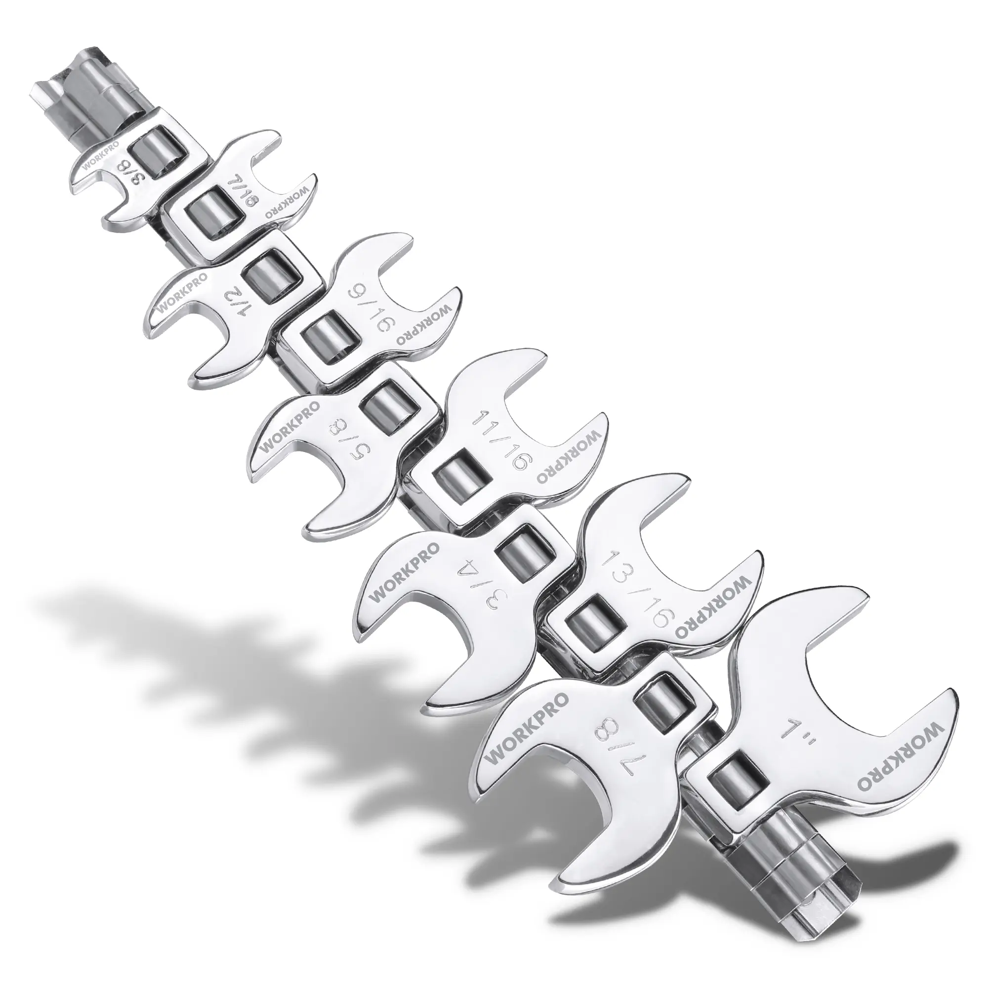 #Summersales WORKPRO 3/8" Drive Wrench Set, 10-Pack Open-End Wrenches with Clip-on Organizer, Great for Automotive Repair Work Hard-To-Reach Areas