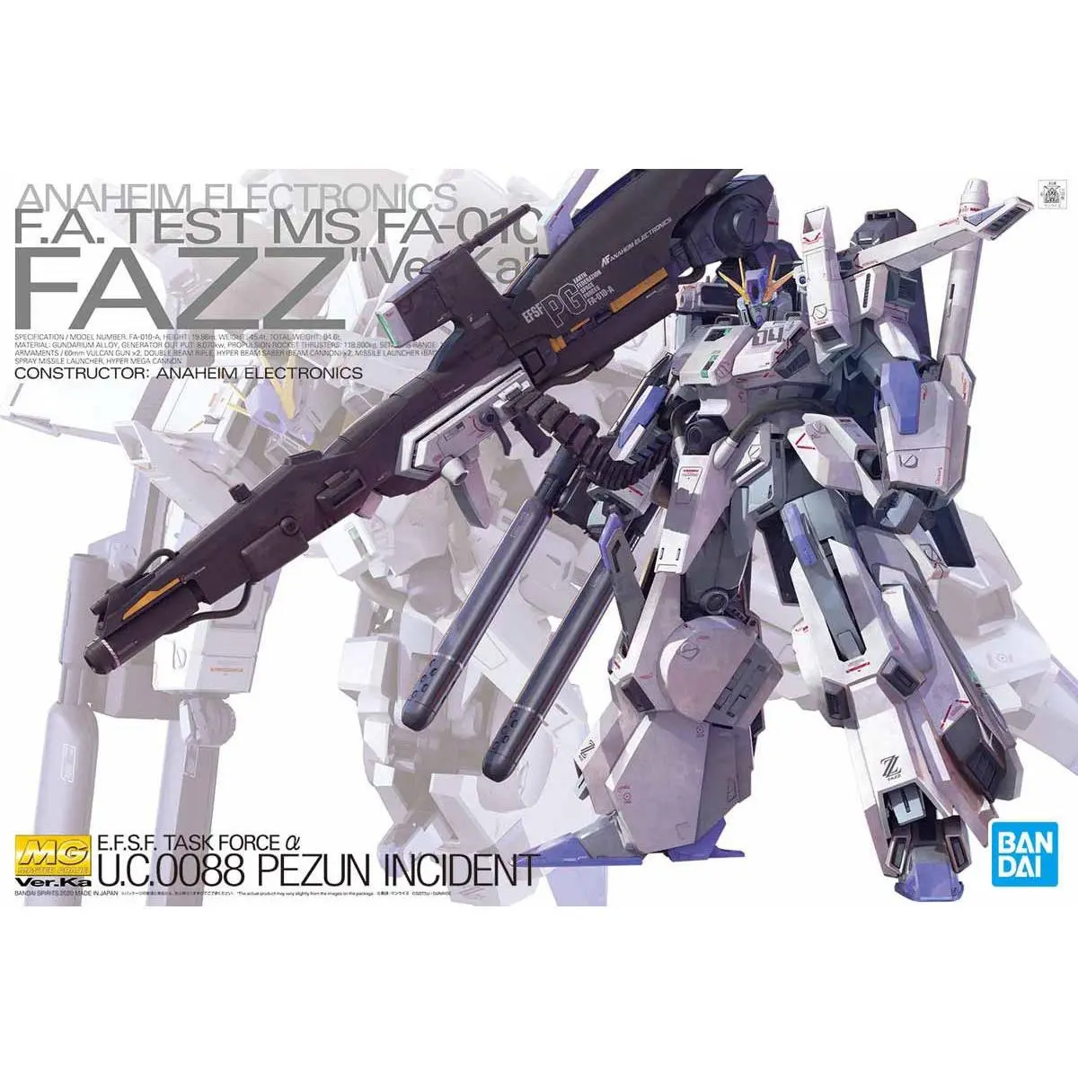 Bandai Hobby Gundam Sentinel FAZZ Ver.Ka MG 1/100 Model Kit