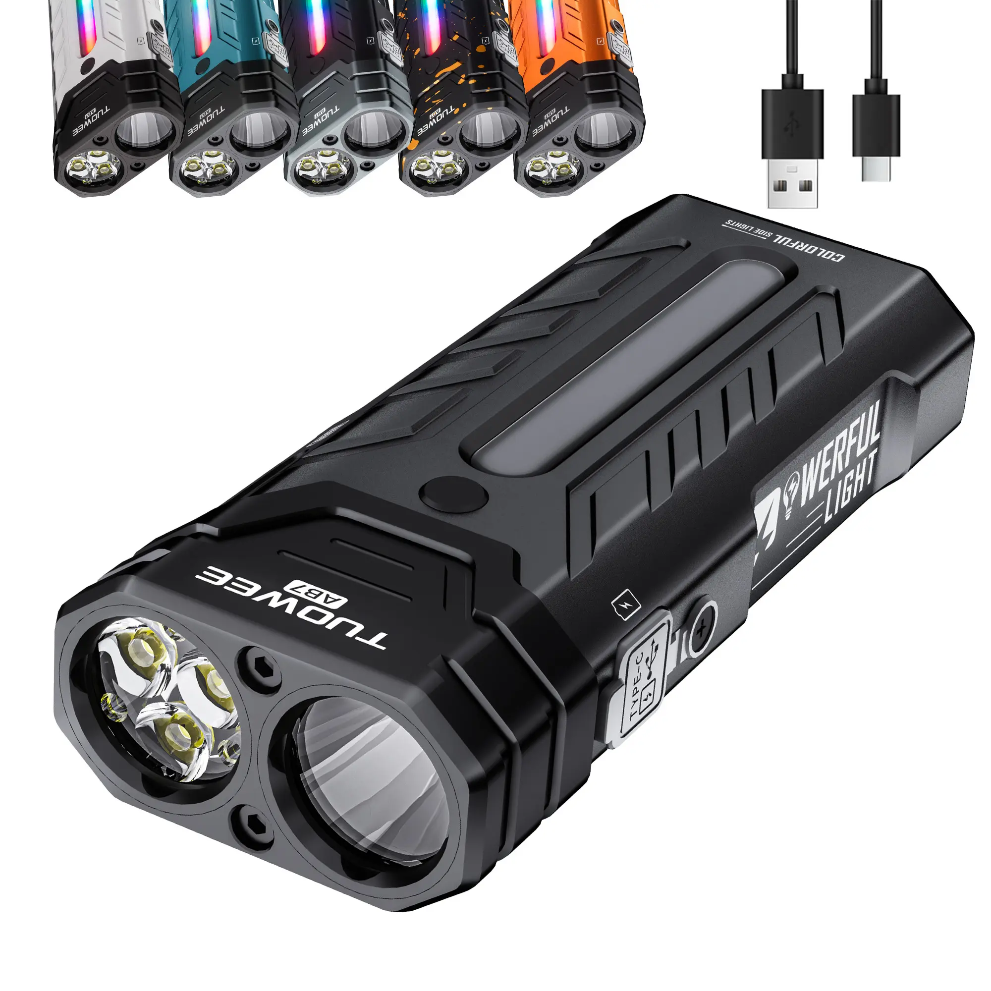 3250-lumen flashlight, ultra-bright flashlight, high-capacity battery, long runtime and high brightness, camping flashlight, outdoor work, ultra-bright, USB rechargeable, gift for men, Night Fishing Light, lock function,