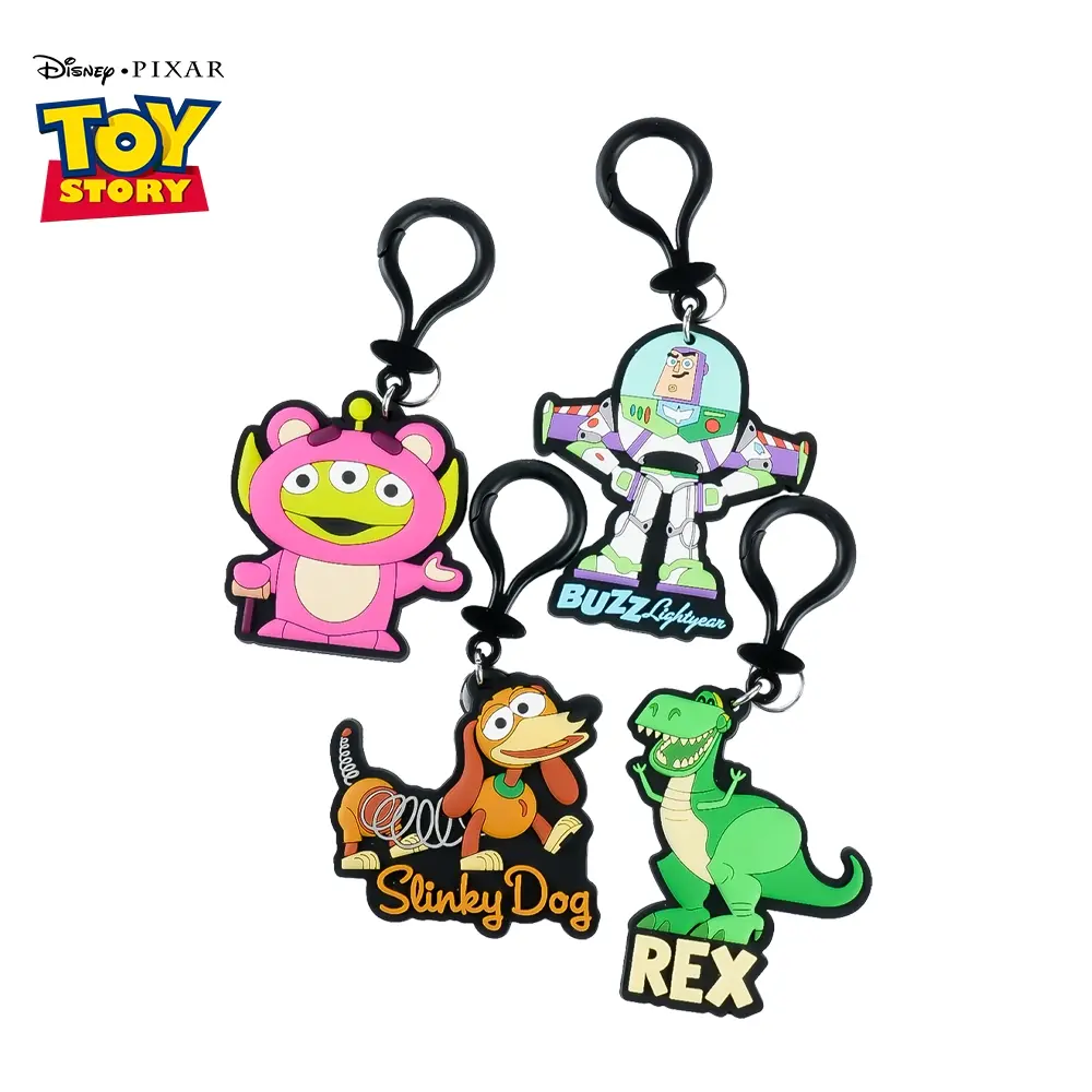 1/4PCS Disney Toy Story Authentic Keychain, Keychain Series Figures, Officially Licensed PVC Keyring Buzz Lightyear Sheriff Woody Slinky Dog Personalized Couple Car Bag Pendant Gift Mens Keychain, Gift for Birthday