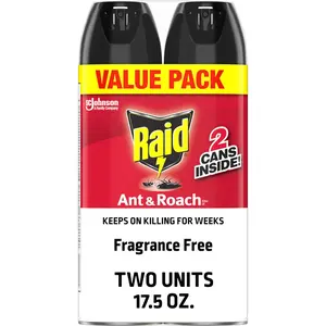 Raid® Ant & Roach Killer Spray, Fragrance-Free, 17.5 Oz, Pack of 2 SC Johnson