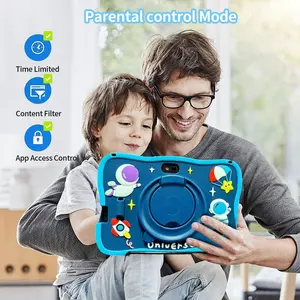 Portable 7 Inch Children’s Android Tablet with Spaceman Protective Case, Parental Control Function, Dual Camera Educational Learning Device, Top Birthday Gift for Kids, Travel‑Friendly Kids Tablet