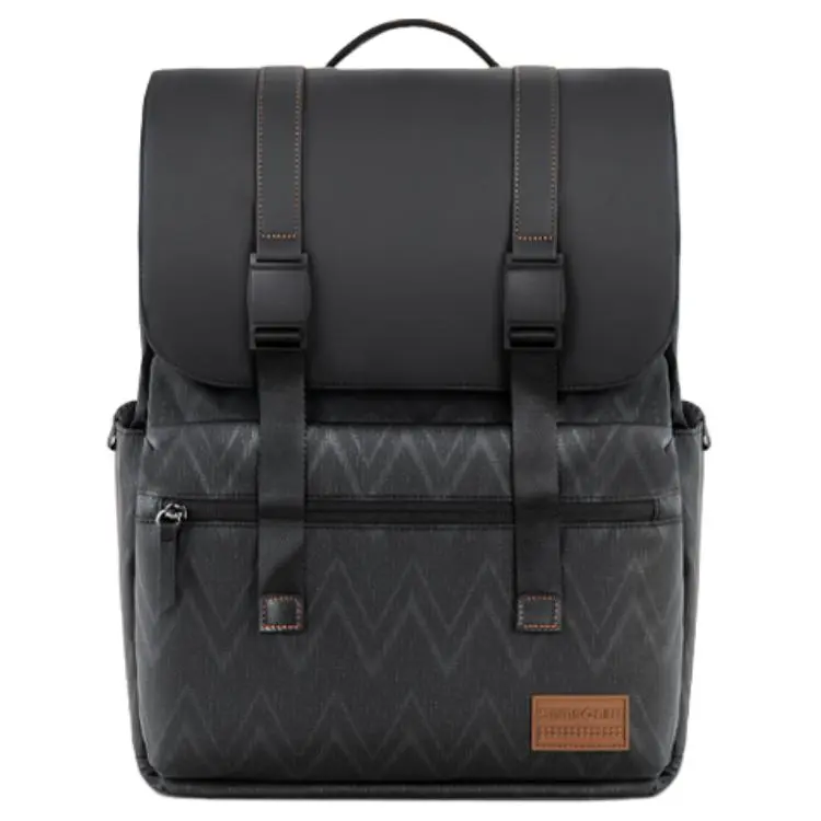 Samsonite Men's Black Medium-Size Solid Color Flap Closure Fabric Lightweight Multi-Compartment Backpack, Lightweight Backpack