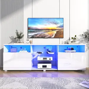 Modern LED65inch TV Stand for 65/70/75 inch TV,High Glossy TV Entertainment Center with Storage Drawer,TV Stands for Living Room,APP RGB Light,Smart Modern TV Cabinet