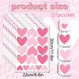 Pink Heart Shape Wall Stickers - High-Quality Eco-Friendly PVC, Soft Pink Hue, Safe & Non-Toxic, Adheres Firmly, Easy to Remove