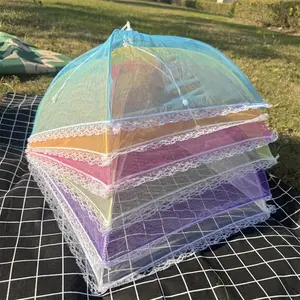 6pcs Colorful Mesh Food Covers - Lace Edged, Insect-Repellent, Dustproof, Foldable, Sturdy Pop-Up Design for Picnics & Outdoor Dining - Reusable,Picnic Essentials|Vibrant Table Cover|Reusable Mesh Cover, Picnic Covering, Folding, Food Protection