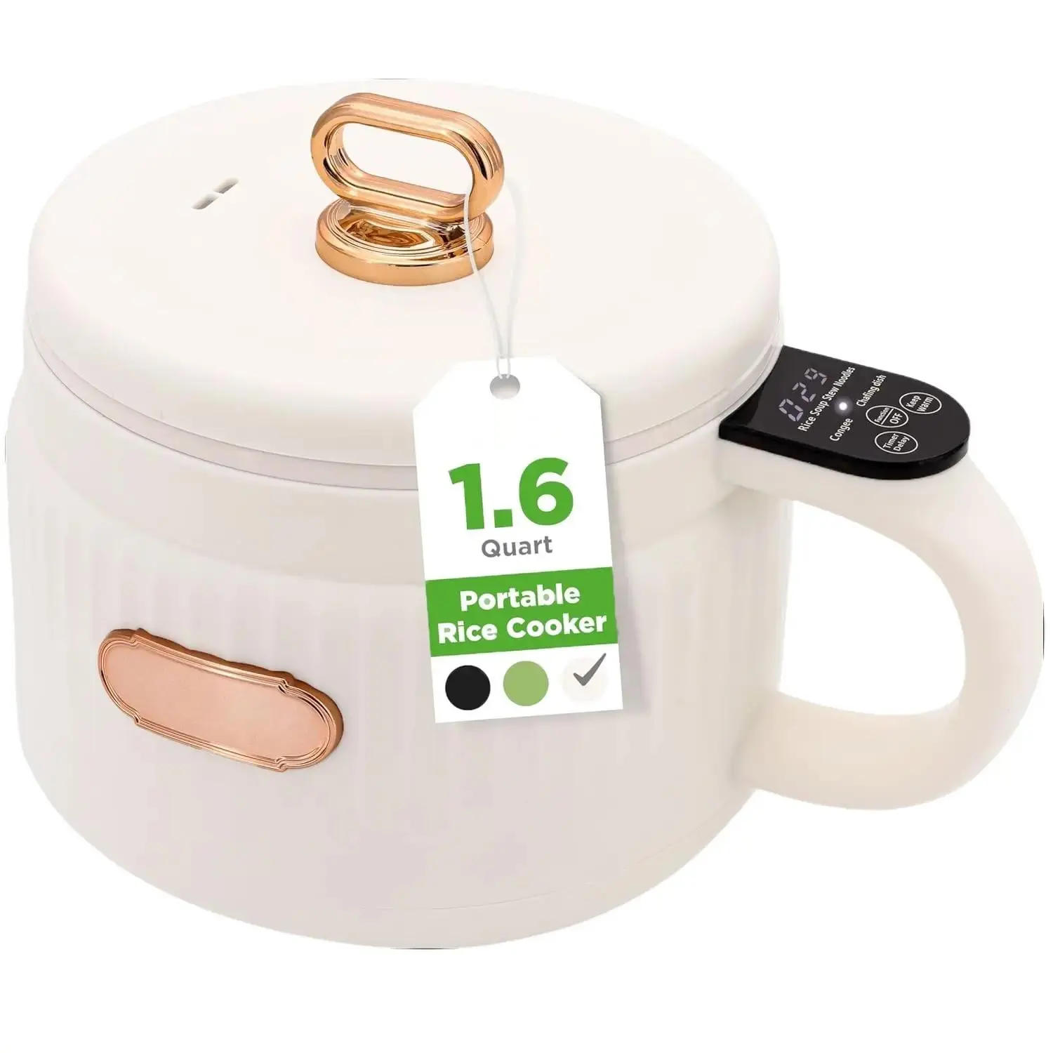 6-in-1 600W Smart Electric Mini Cooking Pot - 200W & Above, ABS Plastic, Timer, Warm Function, Instant Heat, Smart Touch Controls, Easy-Clean Ceramic Non-Stick Finish, Safe, Compact - Boils, Fries, Stews Quickly for College Dorm Dwellers, RV Use