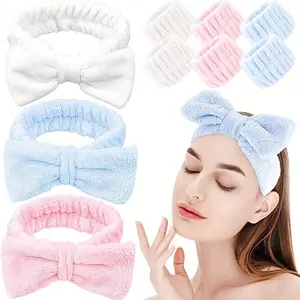 Solid Color Hairband and Wristband Set Women, Beauty Makeup Headband, Flannel Hair Accessories, Face Washing Headband, Wristband, Plush Elastic Headband, Women's Accessories Set