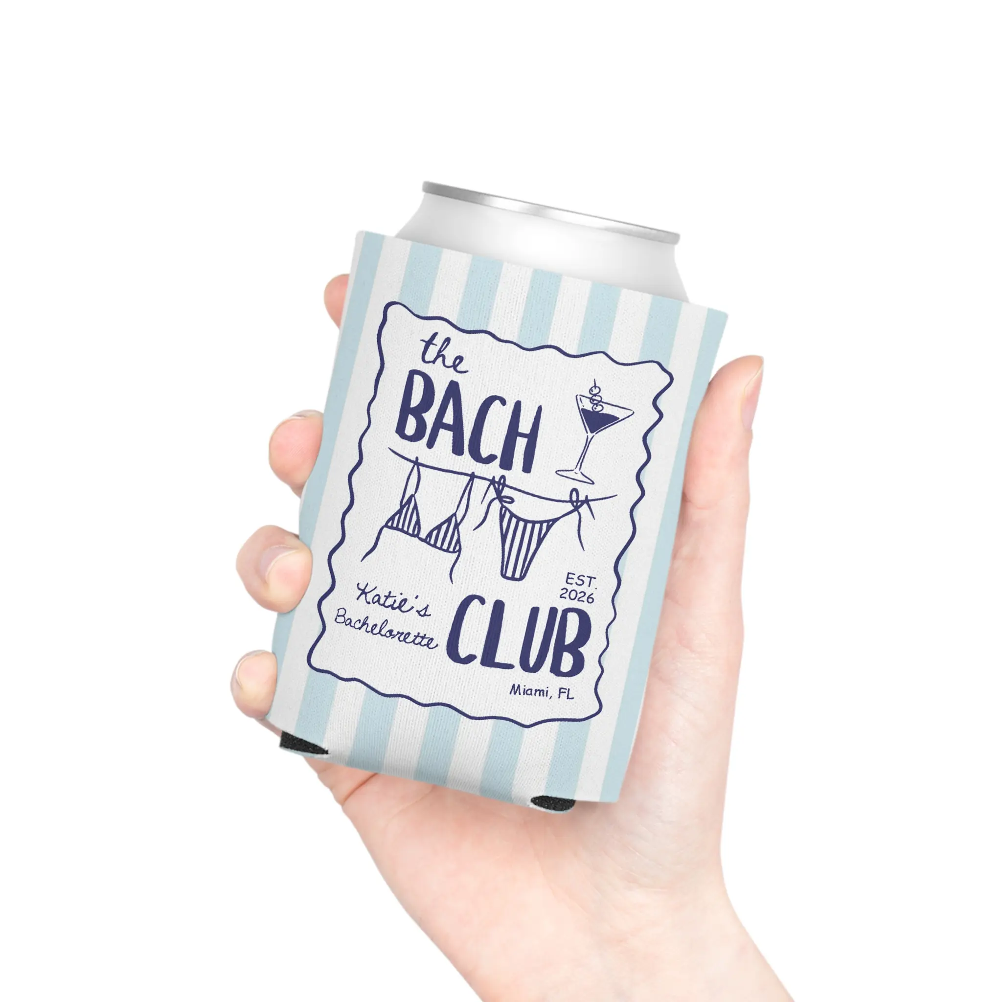Custom The Bach Club Can Cooler, Personalized Bachelorette Drink Sleeve, Coastal Bachelorette Can Cozies, BeachBachelorette Party Favor