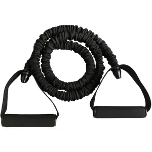 French Fitness Toning Resistance Tube Bands w/Handles - Black (30 lbs) (New)