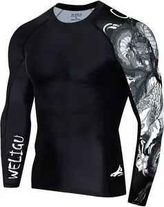 Men's Long Sleeve UPF 50+ Compression Rash Guard | BJJ, MMA, Surf & Workout Skins | Quick Dry, Sun Protection