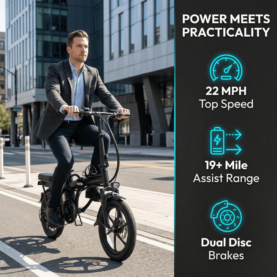 S6 48V 15Ah Folding Electric Bike | 3-Speed | 22MPH |Pure electric range: 12 miles| Pedal-assist range: over 25 miles|Urban Commuter disc brake