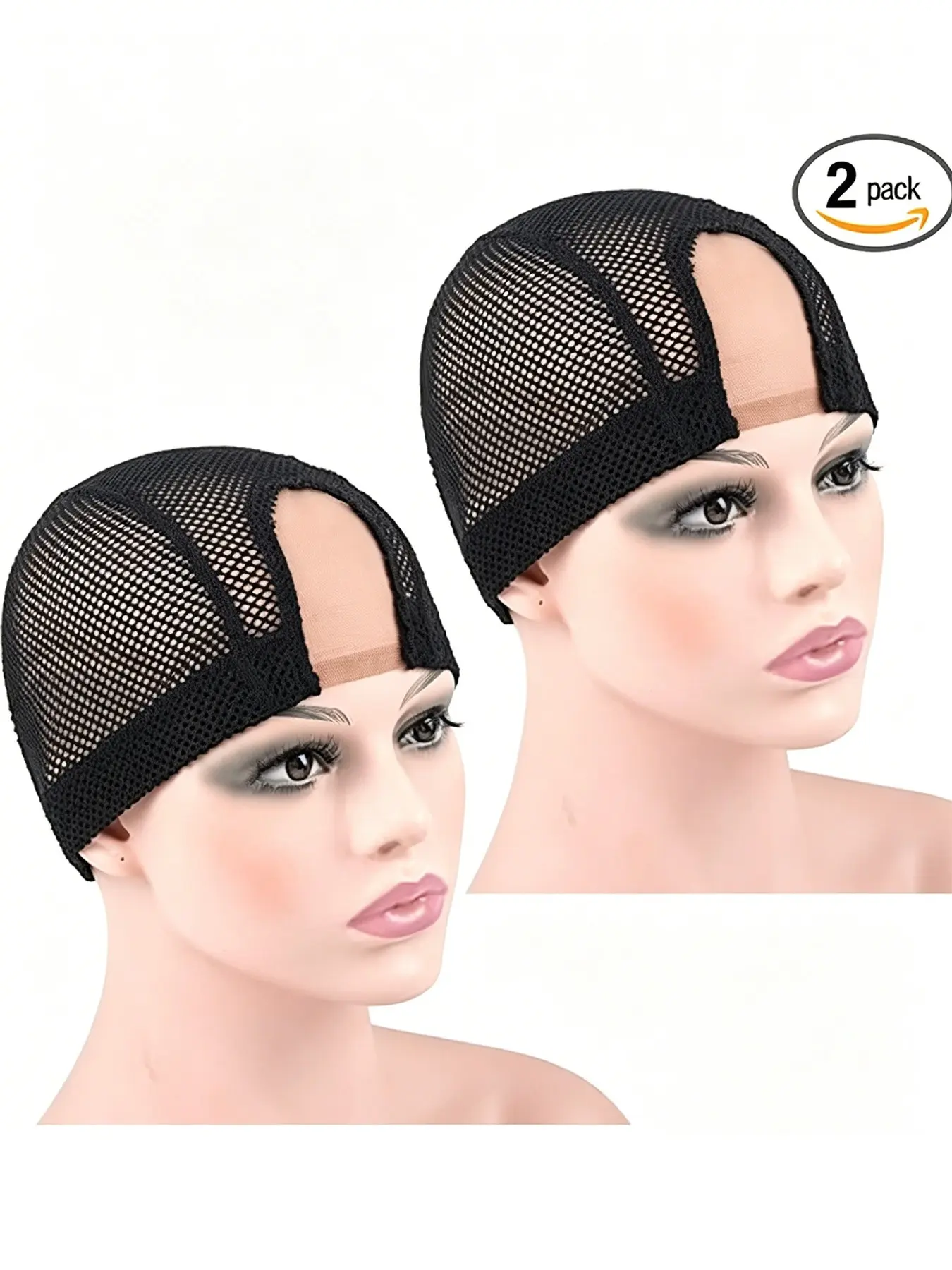 2/4 Pack U-Part Wigs Caps, 1.4x3 Inch (3.6x7.6 Cm), Lace Wig Caps, Round Mesh Elastic Braided Wig Caps, Adjustable Wig Cap, Wig Accessories