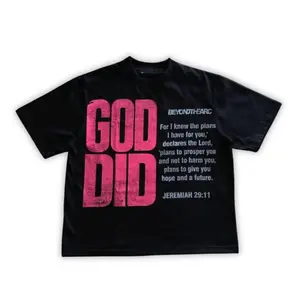 Vintage God Did Short Sleeve Graphic T-Shirt, god apparel, christian clothing Menswear Top Tropical Shortsleeve Crewneck Streetwear Tshirt Casual BK-401 good graphic tees