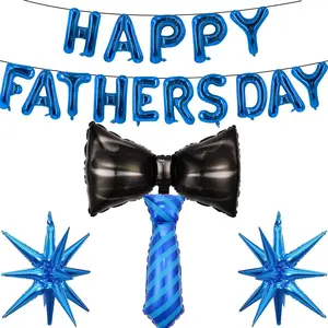 19PCS Father’s Day Balloon Decoration Set with Bow Tie, Star & Necktie Balloons