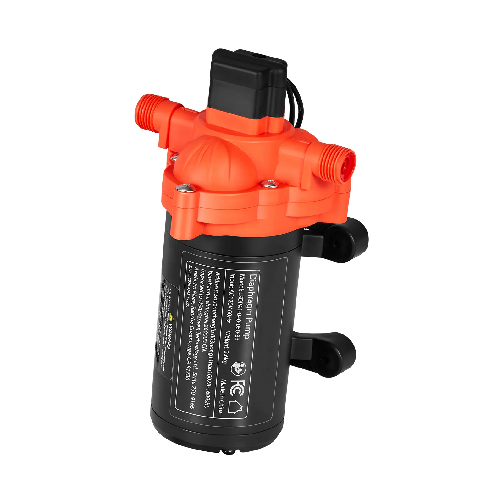 Water Pressure Pump, 110V AC 4 GPM, 3-Chamber On Demand Electric Diaphragm Water Transfer Pump, 45 PSI Max Pressure, Automatic Pressure Switch, for Home Kitchen Garden Irrigation Car Washing