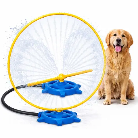 2-in-1 Dog Splash Sprinkler Toy – 360° Water Play Wheel for Pets Outdoor Summer Fun Watering Fun