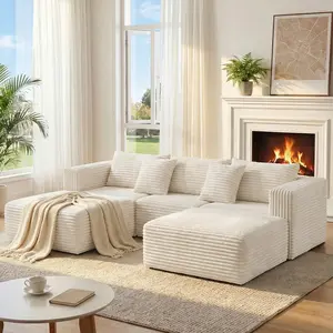 【Father's Day】U-Shaped Modular Boneless Sectional Couch, 108.26" Oversize Armless Deep-Seat Sofa, 3-Package Shipping, Stain-Resistant Easy-Cleaning, High-Density Foam Soft Cushion, Stylish Design, Snap-Lock Tool-Free 3-Min Assembly, Boneless Couch
